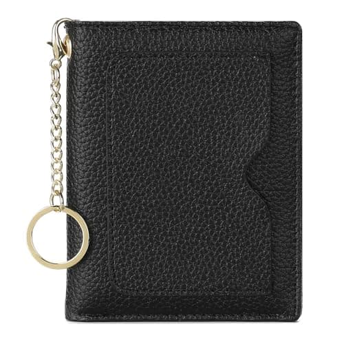 Image of GAEKEAO Card Holder for Women RFID Blocking Vegan Leather Small Purses Bifold Keychain Wallet with Zip Coin Pocket