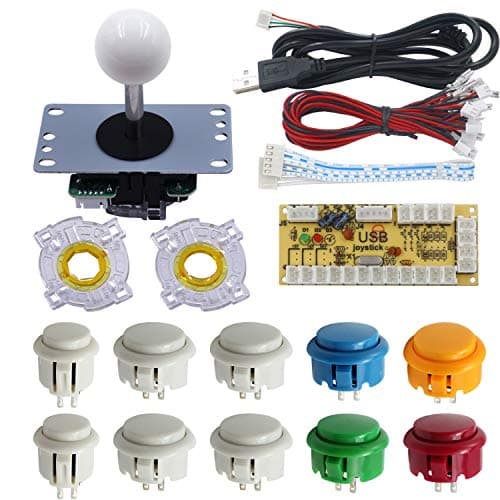 Image of SJJX DIY Arcade Game Button and Joystick Controller Kit for Rapsberry Pi and Windows,5 Pin Joystick and 10 Push Buttons 822a08 mix white