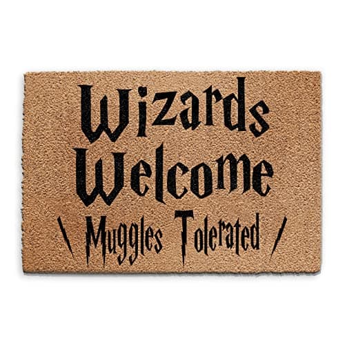 Image of Wizard Doormat (60cm x 90cm) Small, Wizards Welcome, Muggles Tolerated, Harry Potter Inspired Door Mat, Coconut Core Fibre Heavy Duty Mat, Rug, Indoor Natural Coir Mat, Regular