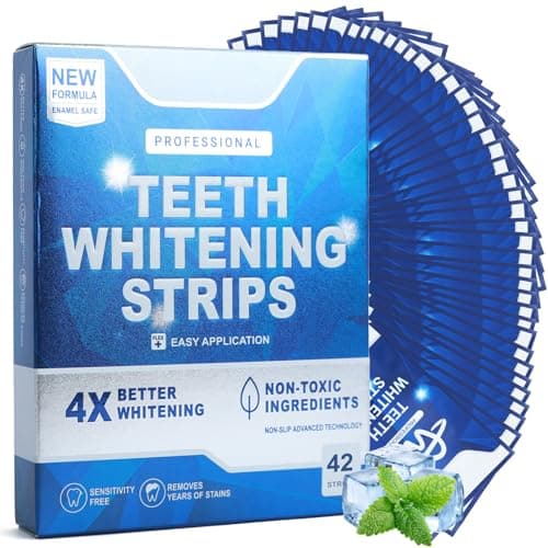 Image of Teeth Whitening Strips, Fast Teeth Whitening 21-Day Treatments(42 Strips), Professional Teeth Whitening Kit, Enamel-Safe, Gentle Effective Removes Coffee, Wine & Smoke Stains,Safe for Sensitive Teeth