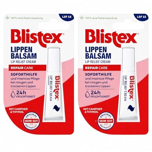 Image of Blistex Lip Balm Repair Care Cream 2 Pack – Intensive Lip Relief for Dry & Chapped Lips, Moisturising Lip Treatment, Long Lasting Hydration, Everyday Lip Care