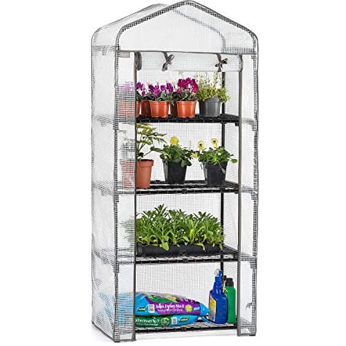 Image of Christow Mini Greenhouse 4 Tier, Reinforced Four Shelf Growhouse, Portable Heavy Duty Garden Grow House, 5ft 2in x 2ft 2in x 1ft 6in
