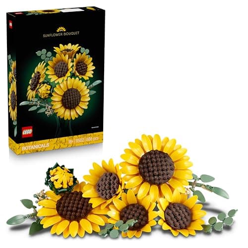 Image of LEGO Botanicals Sunflower Bouquet - Artificial Flowers Set for Adults - Faux Sunflowers & Eucalyptus Stems for Living Room or Bedroom Decor - DIY Gift Idea for Women - 11502