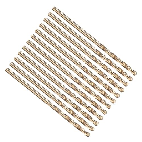Image of PATIKIL 1mm Drill Bit, M35 Cobalt 5% High-Speed Steel Jobber Straight Shank 135° Gold Finish for Stainless Steel Hard Metal - 12 Pack