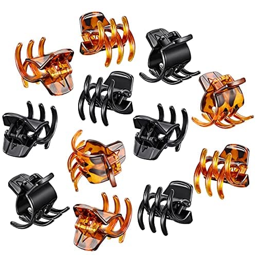 Image of 12 Pieces Hair Claw Clips Medium Size Hair Claws 1.3 Inch Hair Jaw Clip Claw Clip Grip for Women Girls Thick or Medium Hair (Black and Brown)