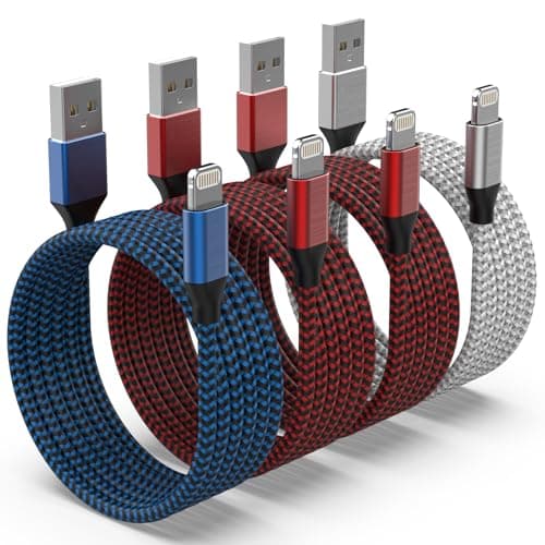 Image of SANYEYE iPhone Charger Cable, 4Pack 10FT/3M Lightning Cable [MFi Certified] Nylon Braided iPhone Charger Fast Charge Lightning to USB Cable for iPhone 14 13 12 11 Pro Max XS XR X 8 7 6 Plus 5 5s SE