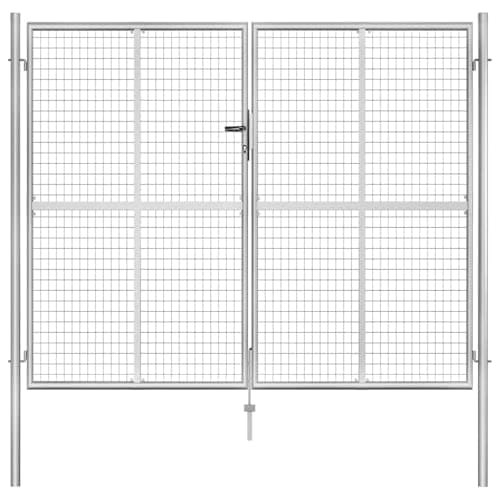 Image of vidaXL Garden Gate in Silver - Classic Design - Galvanised Steel Construction - Rigidity Enhanced by Welding - Easy Assembly - High Security with Lock System