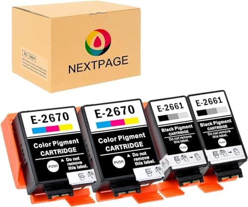 Image of NEXTPAGE T2661 T2670 Ink Cartridges 266 267 for Epson Printer WorkForce WF-100W WF-110W Printer Colour Ink Set(4 Pack)