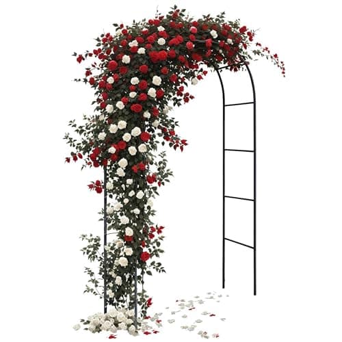 Image of Crystals Garden Arch Black Metal - Heavy Duty Steel Frame Support Arches for Climbing Plants, Roses, Vegetables, Outdoor Decoration and Archway Decor - Large Size (2M) (Garden Arch) (RA100)