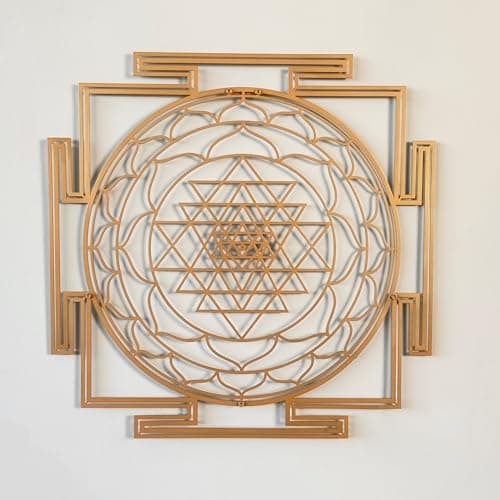 Image of iwa concept Sri Yantra Sacred Geometry Metal Wall Decor, Unique Modern Decoration for Living Room, Metal Wall Art, Housewarming Gift, Office Decor (Large, Copper)