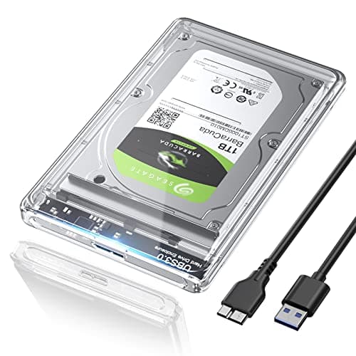 Image of POSUGEAR 2.5 Inch Hard Drive Enclosure, USB 3.0 to SATA III Tool-Free Transparent External Hard Drive Enclosure for 7mm/9.5mm 2.5" SSD HDD with UASP Compatible with Toshiba Samsung WD PS4 Xbox PC TV…