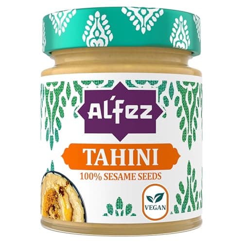Image of Al’Fez Natural Tahini 125g – 100% Roasted Sesame Seed Paste – Authentic Smooth & Creamy Vegan Ingredient for Houmous, Baba Ganoush, Dressings, Dips, Sauces & Cooking – Vegan - No Artificial Additives