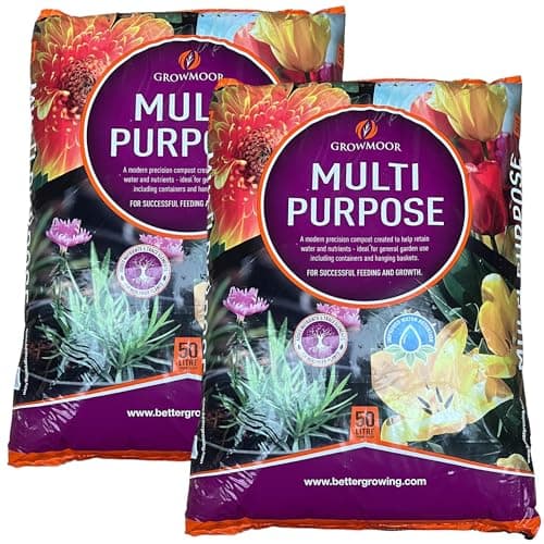 Image of Multi-Purpose Growmoor Compost Soil Contains Nutrients for Plants - Nutrient Rich Compost Mix for Potting, Growing Garden, Plant Beds, Hanging BasketsOutdoor, Indoor Seed Plants (2, 50L)