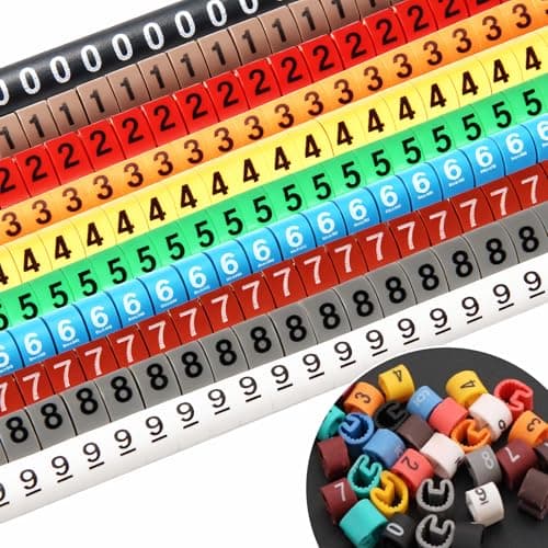 Image of 500 Pcs Wire Cord Cable Marker Set 0 to 9 Number Coloured Marking Tool PVC Cable Markers Reliable Wire Labels for Electrical Cord Management Fix Cables