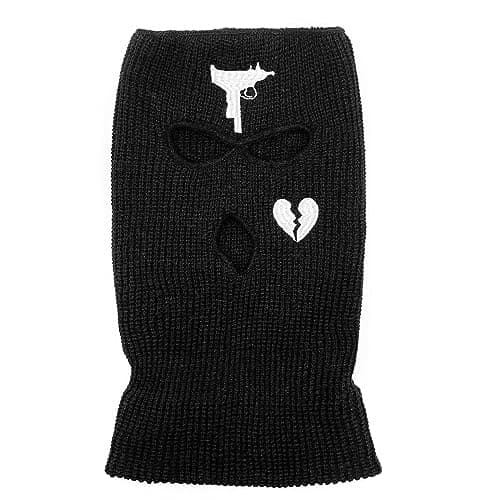 Image of YAMEE 3 Hole Balaclava Empty Top Ski Mask Knitted Full Face Cover Facekini Winter Neck Warmer Thermal Cycling for Men Women (Black)