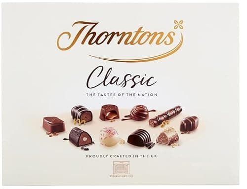 Image of Thorntons Classic Chocolate Collection Box 449g with a Thank You Sticker - Selection Box Traditional for Adults and Kids Christmas 2024