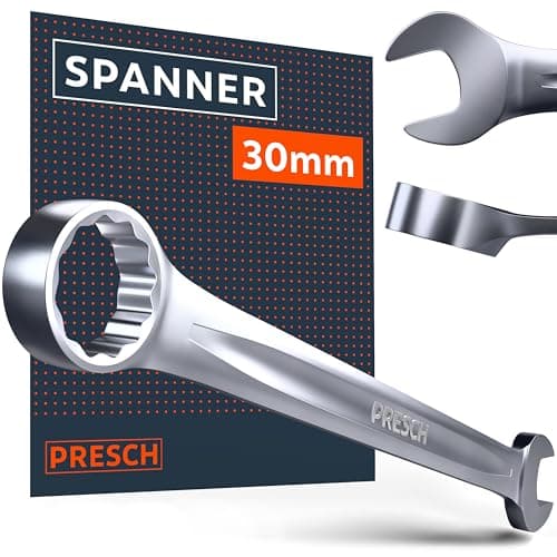 Image of PRESCH Combination Spanner 30mm - Precision-machined & exceptionally Robust Spanner - 15° Angled for Tight-Space Work - Professional Metric Combination Wrench
