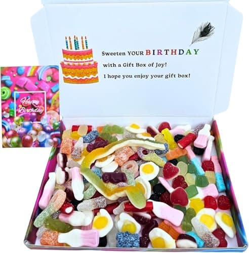 Image of Happy Birthday Pick & Mix Sweets Gift Box | 12 Assorted mix, Retro Sweets with Birthday Card | Gift for Men, Women, and Kids | Letterbox friendly pick and mix Sweet Treat