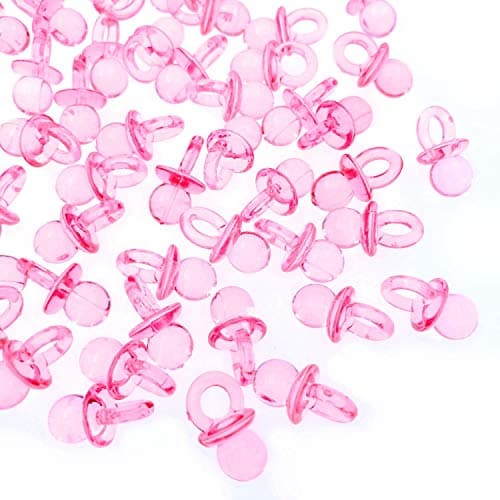 Image of JZK 100 x Pink Mini Dummy Pacifier Acrylic Soothers Table Scatter Confetti Party Decoration Accessories for Baptism Baby Shower Birthday Mother to Be Party Favour