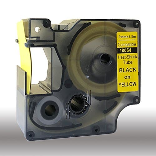 Image of NEOUZA Compatible for DYMO 18054 S0718290 Rhino IND Industrial Heat-Shrink Tube Label Tape Length 1.5m (Black on Yellow, 9mm)