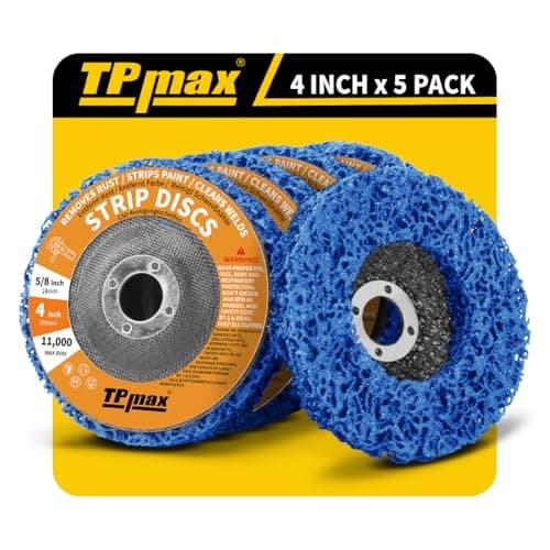 Image of 100mm x 16mm Stripping Discs for Rust and Paint Removal - Poly Abrasive Angle Grinder Wheels, 5-Pack (Blue)