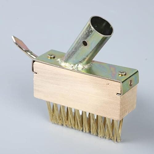Image of Garden Patio Weed Brush Head, Patio Wire Brush Patio Cleaner for Block Paving, Wire Broom Heads with Bracket & Scraper to Scrape Weeds and Moss Build-Up from Block Paving and Driveway (Only Head, A)