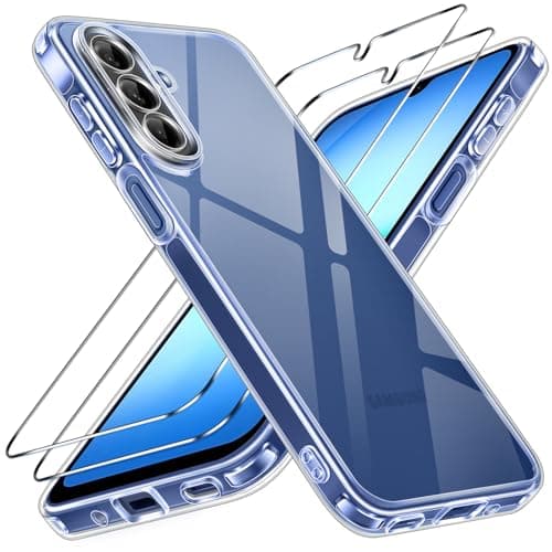 Image of ivoler for Samsung A17 Phone Case with 2 Pieces Tempered Glass, Military-Grade Protection, Transparent Anti-Shock Cover for Galaxy A17 5G / A17 4G - Clear