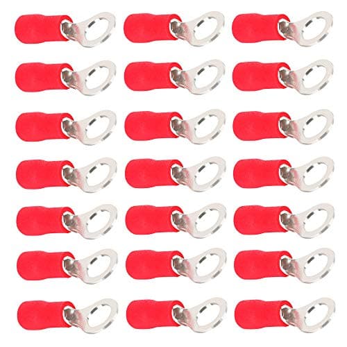 Image of Mintice 100 X Red Copper Ring Butt Insulated Terminal Connectors 16-22 Gauge AWG Crimp Wire Electrical Cable Crimp M4