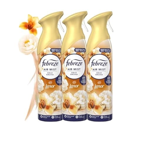 Image of 3 x Febreze Air Mist Air Freshener Spray 185ml, variety to choose from, bathroom and room air fresheners bundle (Gold Orchid)