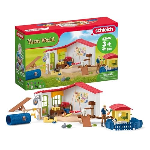 Image of SCHLEICH Farm World - 54 PC Baby Animal Hotel Playset with Cute Pets, Caretaker and Movable Accessories - Realistic Dog and Cat Animal Figurines - Fun Educational Toys for Kids and Toddlers Ages 3+