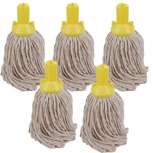 Image of String Mop Heads Cotton PY Yarn Replacement Socket Mop Head - Colour Coded - (Pack Of 5) (Yellow)