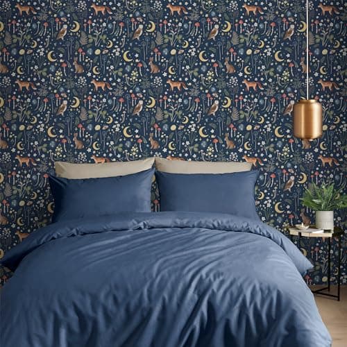 Image of Catherine Lansfield Enchanted Twilight Wallpaper Navy Blue