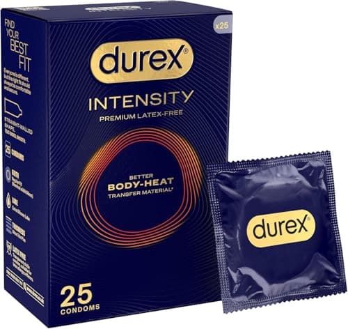 Image of Durex Intensity Condoms, 25s, Regular Fit, Better Body Heat Transfer, Latex Free, Ultra Thin Plus, Our Thinnest Condom Yet, Transparent, Moulds to Your Shape