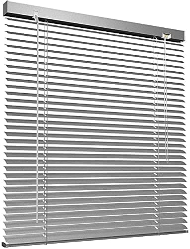 Image of Aluminium Metal Venetian Blinds Trimable Easy Fit 25mm Slat Home Office Silver,Black,White Colours (Silver, 180 x 150 cm)