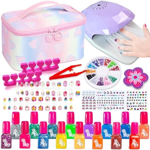 Image of Lubibi Kids Nail Polish Sets - Gifts for Girls Water-Based Peel-off Nail Varnish Sets, Nail Art Kit, Nail Dryer, False Nail for Girls Age 3 4 5 6