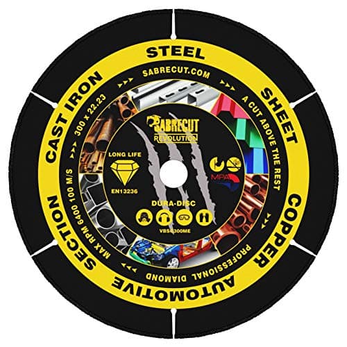 Image of 1 x SabreCut VBSC300ME 300mm (12 inch) x 22.23mm Bore Vacuum Brazed Metal Cutting Angle Grinder Circular Saw Diamond Disc Blade