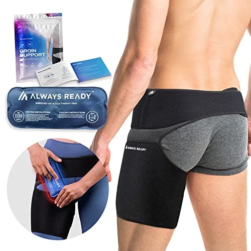 Image of Always Ready Groin Support with Hot & Cold Gel Pack for Thigh, Hip, Hamstring, Strains, Sprains, Pain Relief, Sciatic Nerve Pain, Adjustable Compression Wrap, Men & Women (M-XXL)