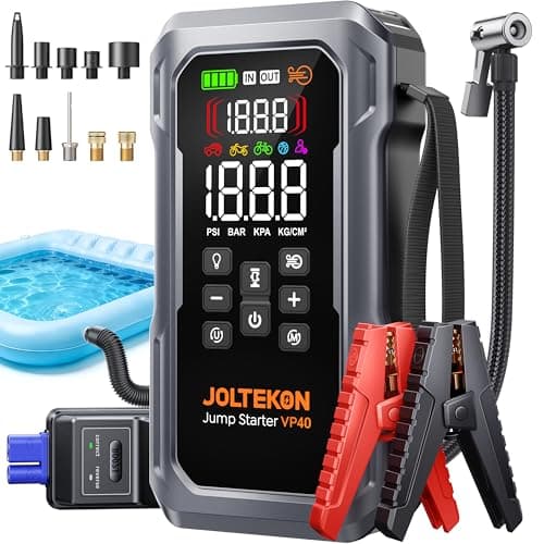Image of 6000A 160PSI Jump Starter Power Pack with Air Compressor&Blower, 12V Car Battery Booster Jump Starter (All Gas/12L Diesel) Portable Car Jump Starter Power Bank with Jump Leads/Fast Charge/800LM Light
