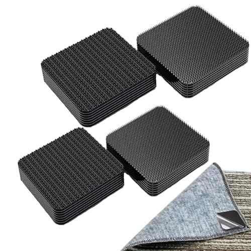 Image of 12 PCS Rug Grippers for Carpeted Floor – Non Slip Rug Pads with Strong Adhesive – Reusable & Washable Carpet Gripper for Rugs on Carpet, Tile, Wood, Laminate – Anti Curl Rug Fixers for Corners & Edges