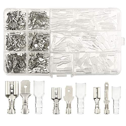 Image of TUPARKA 270 PCS Electrical Wire Connector Male Female Spade Connectors Wire Crimp Terminal Block with Insulating Sleeve Kit 2.8mm 4.8mm 6.3mm