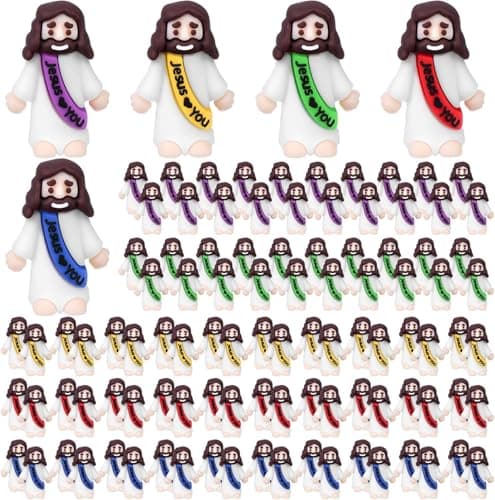 Image of WWmily 50/120 Pcs Mini Jesus Figures Jesus Loves You Religious Tiny Jesus Cute Doll to Hide and Seek Church Favors for Sunday School Baptism Activities Party Supplies (120)