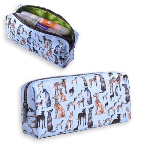Image of LParkin Sausage Dog Pencil Case with Zipper - Animal Pencil Pouch for Girls, Office Stationery Organizer Cosmetic Bag Coin Pouch (Blue)