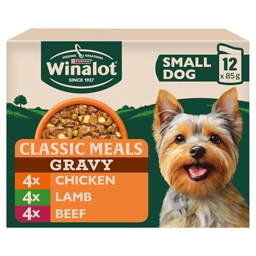 Image of WINALOT Meaty Chunks Small Dog Mixed in Gravy Wet Dog Food 12x85g Pouches (Pack of 4)