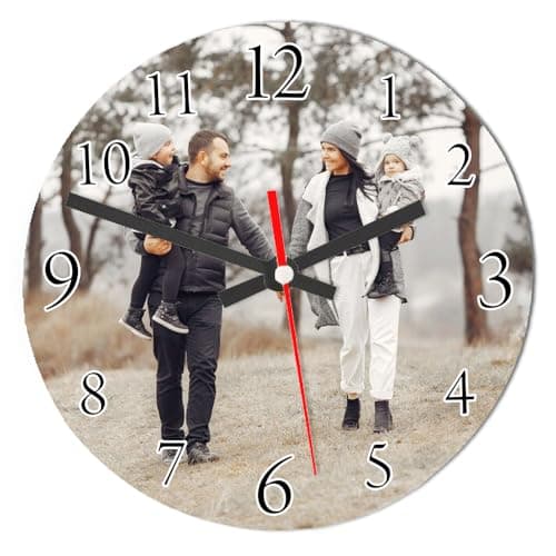 Image of Getagift Personalised with your own Text/Image/Any Name themed 20 cm / 30 cm Glass Wall Clock For All Occasions (20 cm)