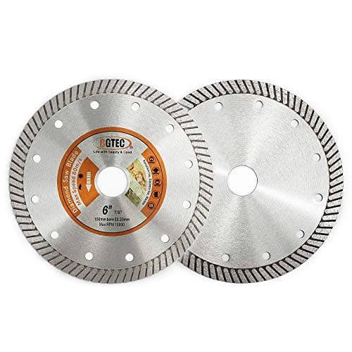 Image of BGTEC Diamond Tile Blade 2PCS 150mm Super Thin Turbo Rim Concrete Porcelain Saw Blade with 22.23mm Arbor for Cutting Porcelain Tile Ceramic Granite Marble Hard Material Cutting Disc