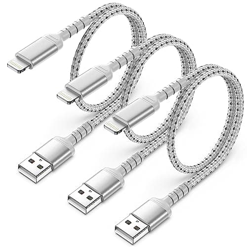 Image of ULIFTUS iPhone Charging Cable Short, 0.5M 3Pack Braided USB A to Lightning Cable Original iPhone Fast Charging Cable Compatible with Apple iPhone 14 13 12 11 Pro Max Xs Xr X 8 7 6 Plus SE iPad
