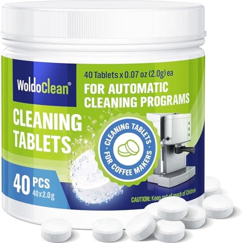 Image of WoldoClean Coffee Machine Cleaning Tablets 40 - Espresso Machine Cleaner, Portafilter Cleaning, Coffee Oil Remover for Fully Automatic Devices