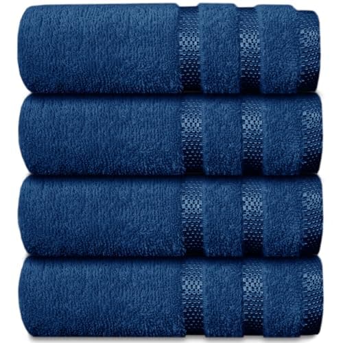 Image of Casabella Luxury 4 Royal Hand Towels Splendid Quality - 100% Cotton Hand Towels for Bathroom (50X90 CM) - Towels for Kitchen, Hotel, Gym