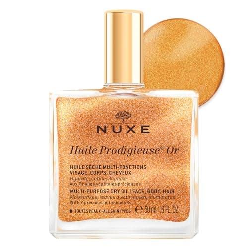 Image of Nuxe Huile Prodigieuse Shimmering Dry Oil 50ml, Gold-Flecked Dry Oil, Illuminates & Softens Face, Body & Hair, Multi-Purpose Nourishment, Vegan Formula