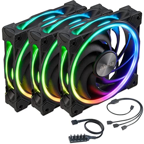 Image of Akasa SOHO AR Kit, 120mm ARGB PWM Case fans, Up to 2000 RPM, Low-Noise addressable RGB LED fan for PC, Radiator and CPU Cooler, ARGB Splitter Cable & PWM Fan Hub Included, 3 Pack, AK-FN108-KT03